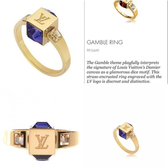 Auth LV Gamble Cube Crystal Ring Size 5/M Swarovski - Picture 1 of 9